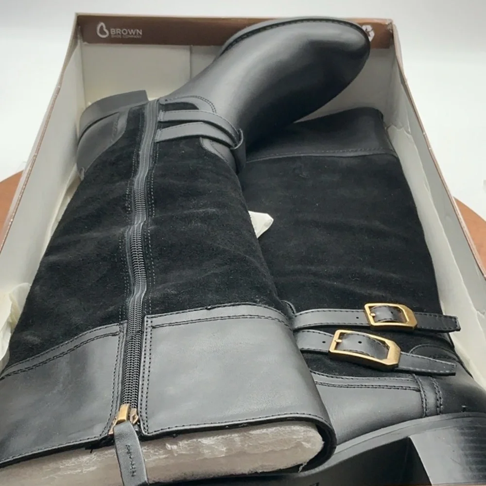 Franco Sarto Womens Lapis Black Knee-High‎ Boots Shoes 6.5 Medium